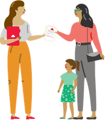 Illustration of agent handing paperwork to policyholder